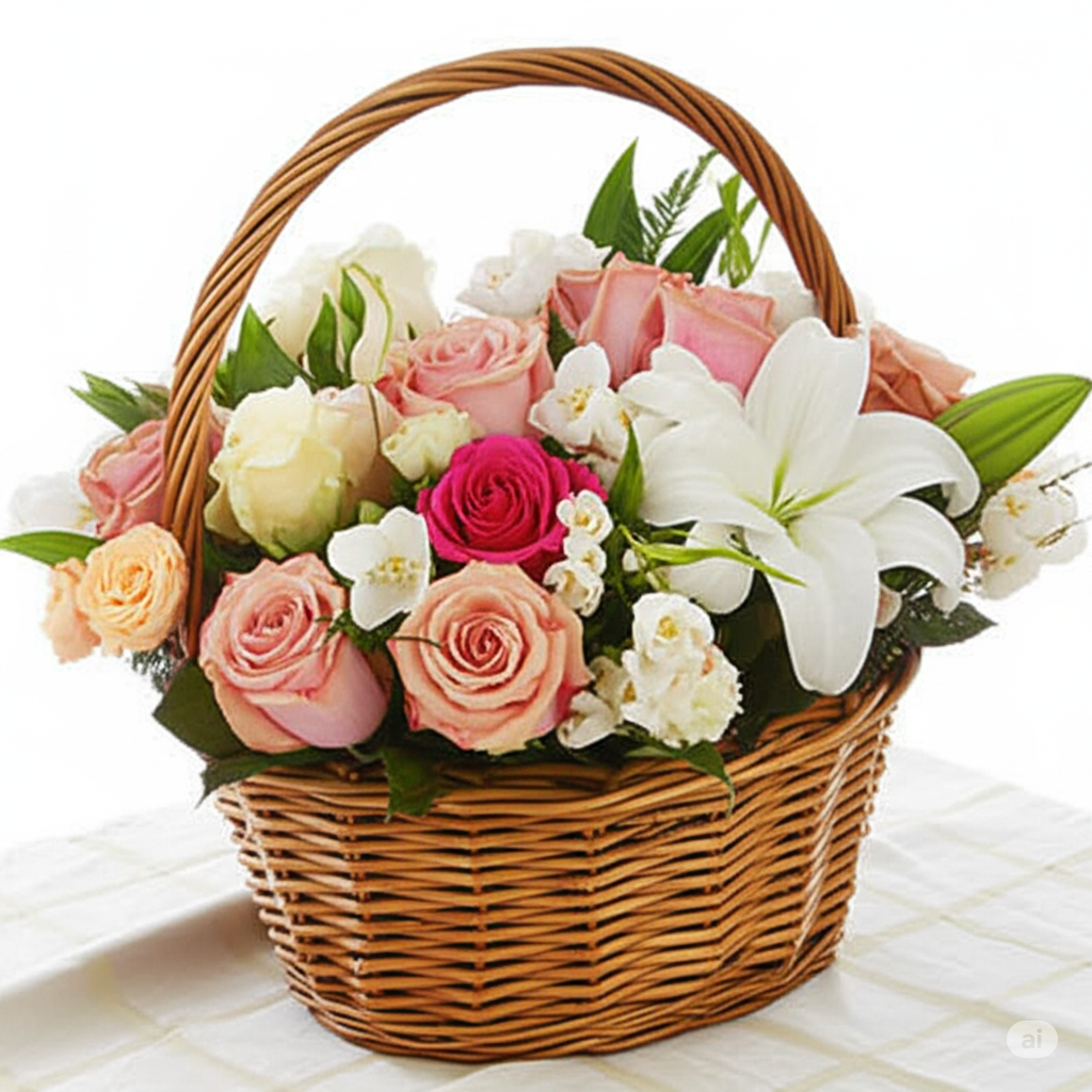 Basket of Flowers on a Table | Aslam Mian