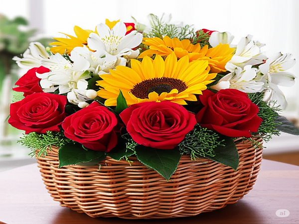 Basket of Flowers on a Table | Aslam Mian